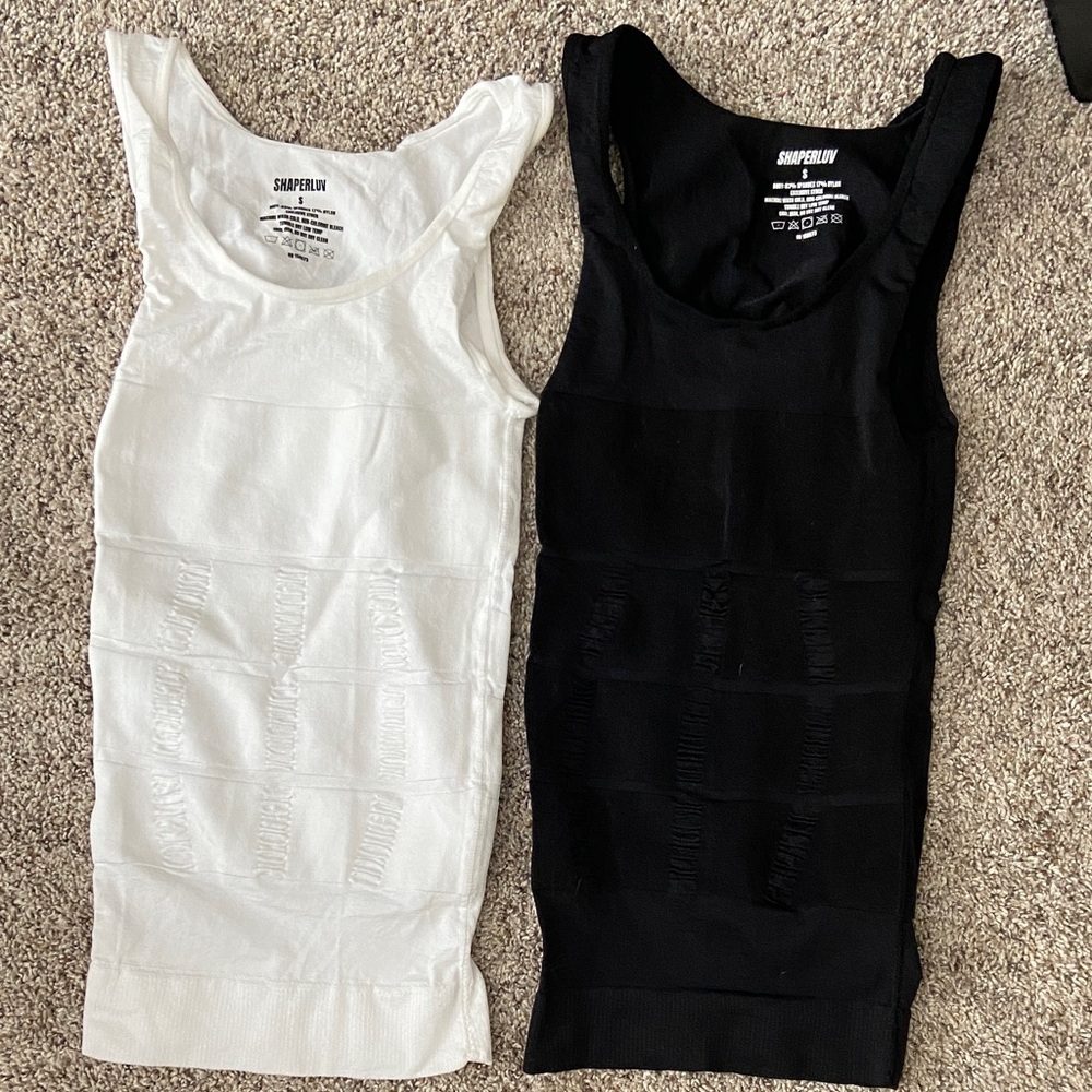 Shaperluv Men's Classic Black and White compression and shaping Tank Tops